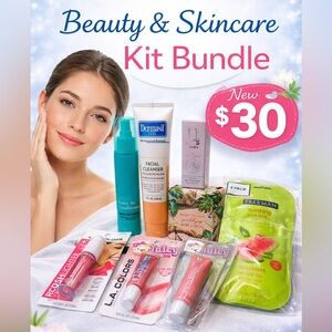 Skincare & Lip Gloss Kit - Pink, Green, Teal, Orange